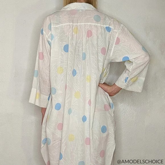 Vintage Polka Dot Button Up Smock Cover Up - Picture 3 of 7